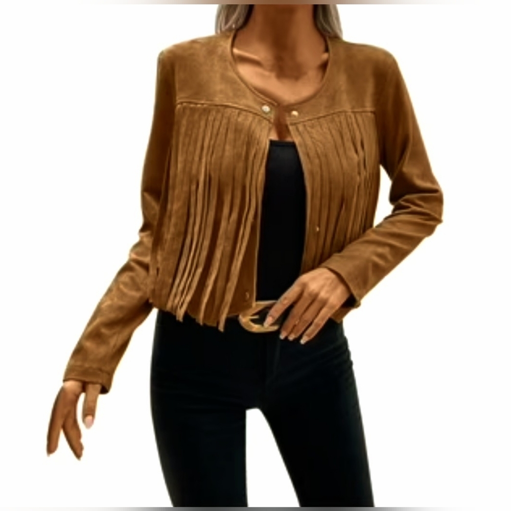 Fringe  Foux Suede Western  Jacket Size Small